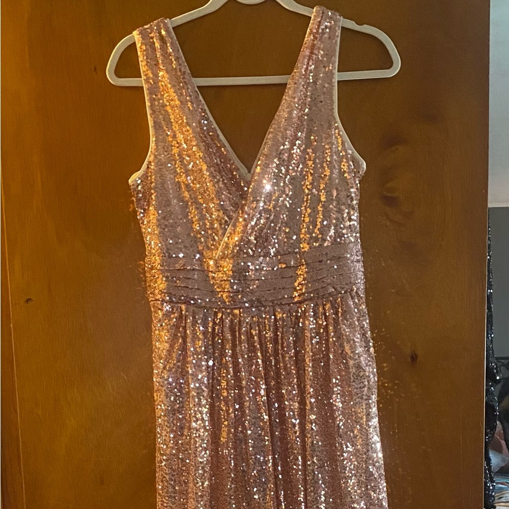 Sequin champagne ankle dress